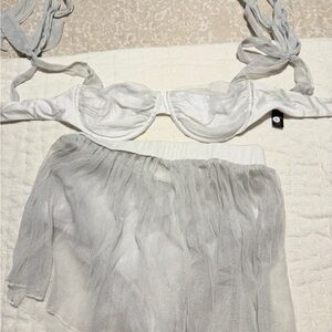 White and Silver  Two-Piece Beach Riot Set